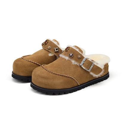 Wool platform slippers