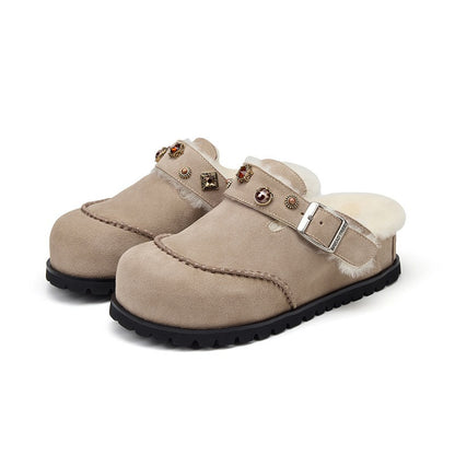 Wool platform slippers