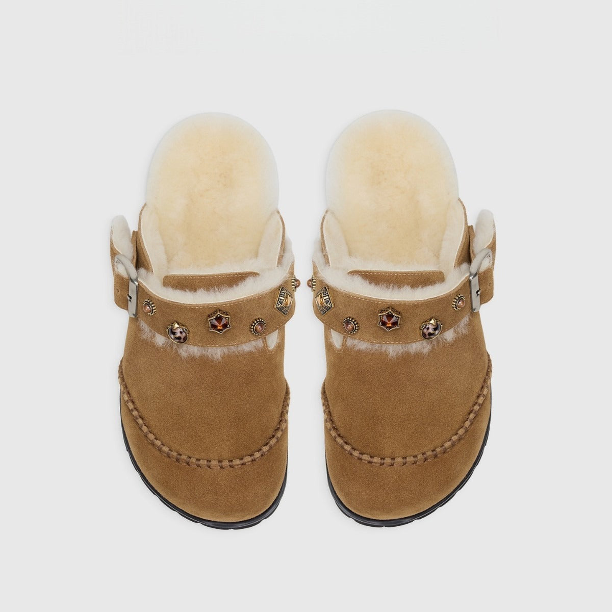 Wool platform slippers