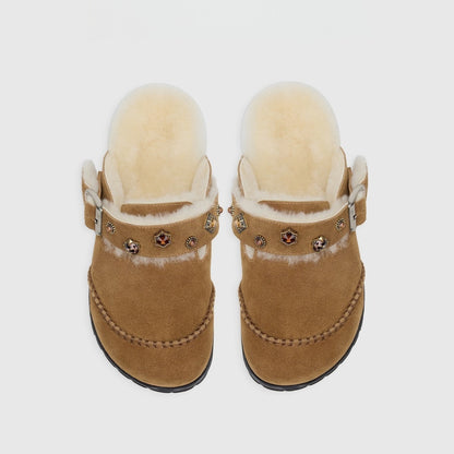 Wool platform slippers