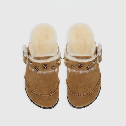 Wool platform slippers
