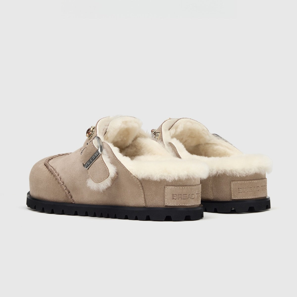 Wool platform slippers