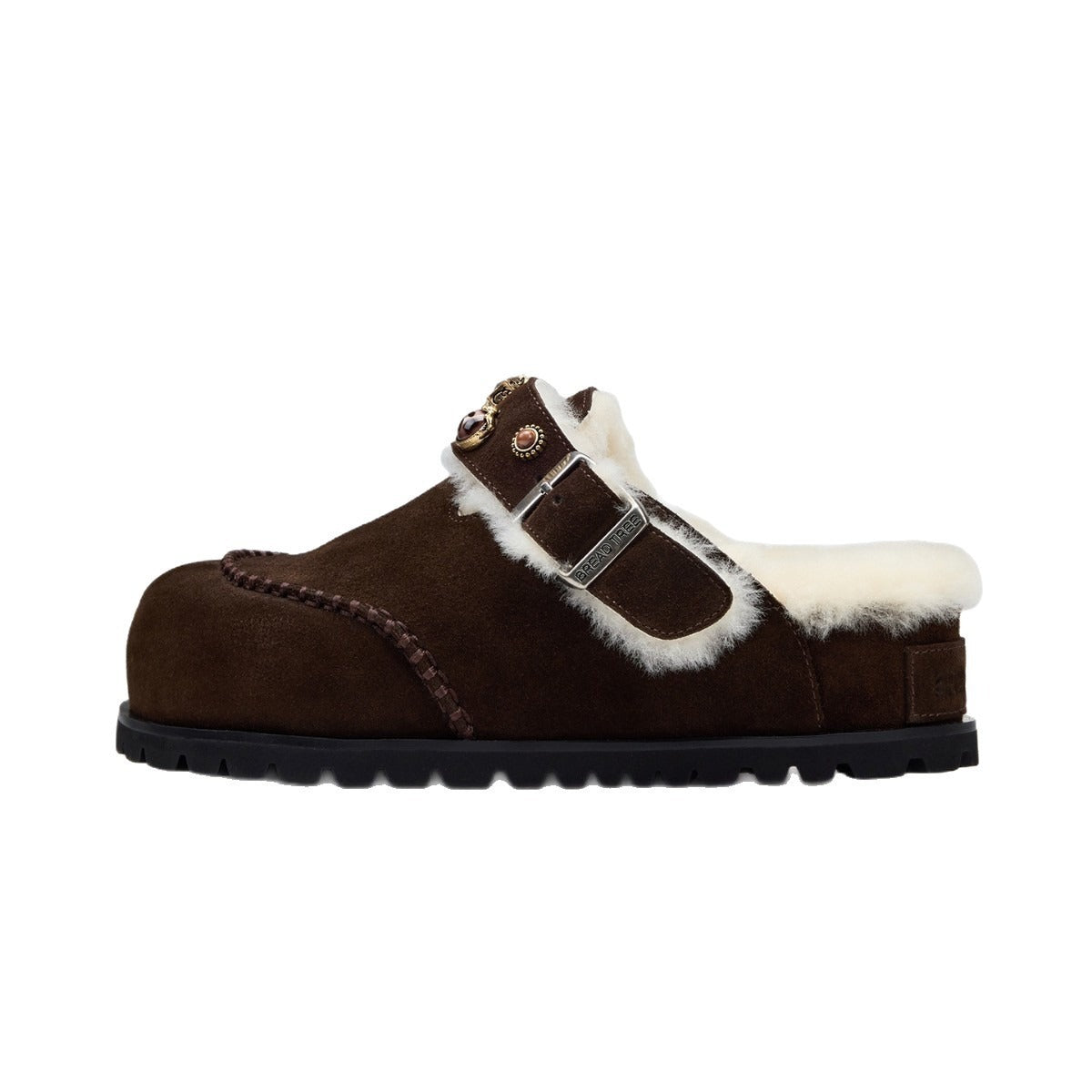 Wool platform slippers