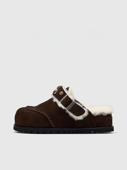 Wool platform slippers