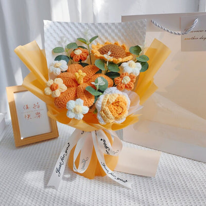Wool Woven Rose Sunflower Bouquet