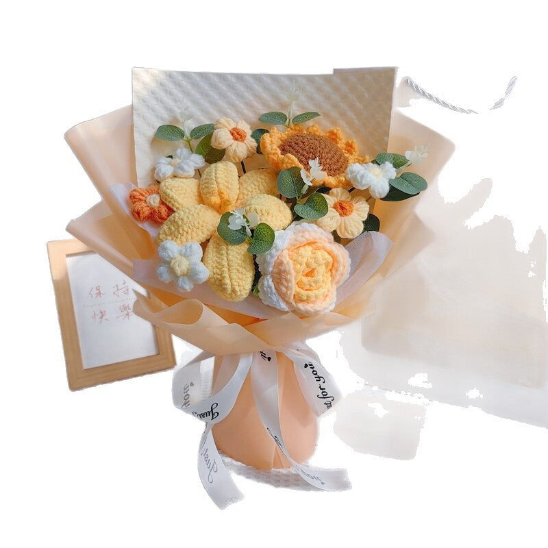 Wool Woven Rose Sunflower Bouquet