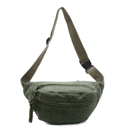 Woolen corduroy crossbody bag with a laid-back style