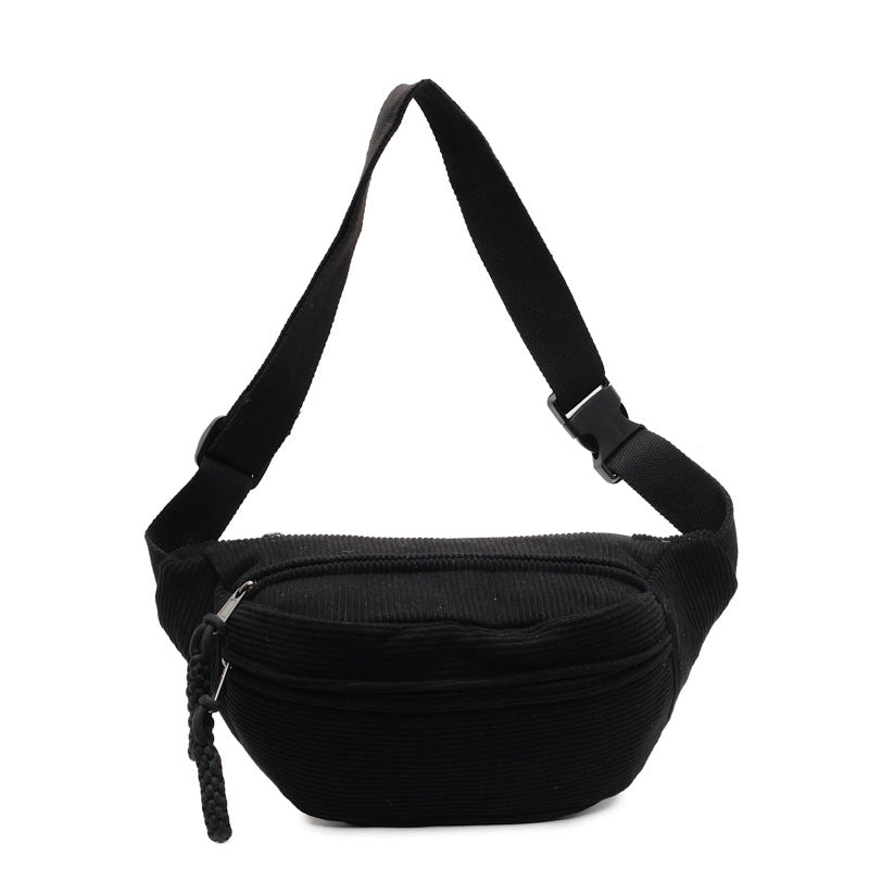 Woolen corduroy crossbody bag with a laid-back style