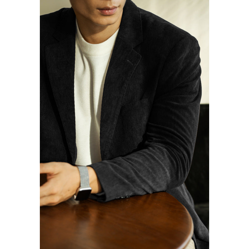 Woolen corduroy fitted suit jacket