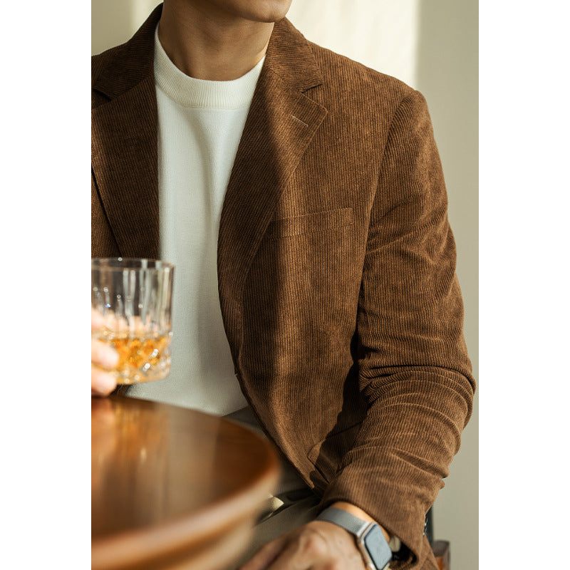 Woolen corduroy fitted suit jacket