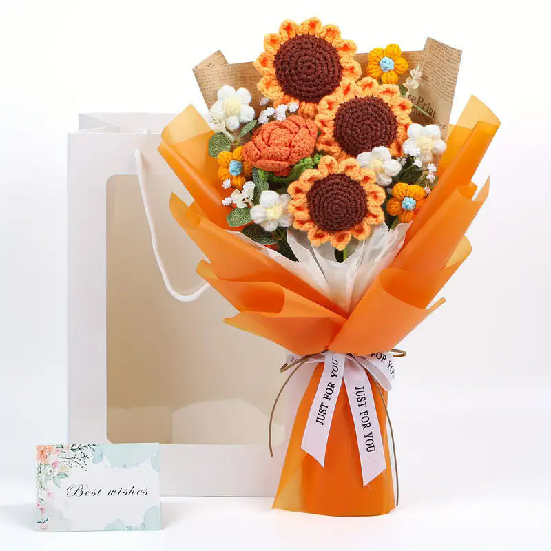 Woolen knitted bouquet