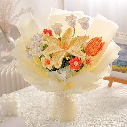 Woolen knitted bouquet