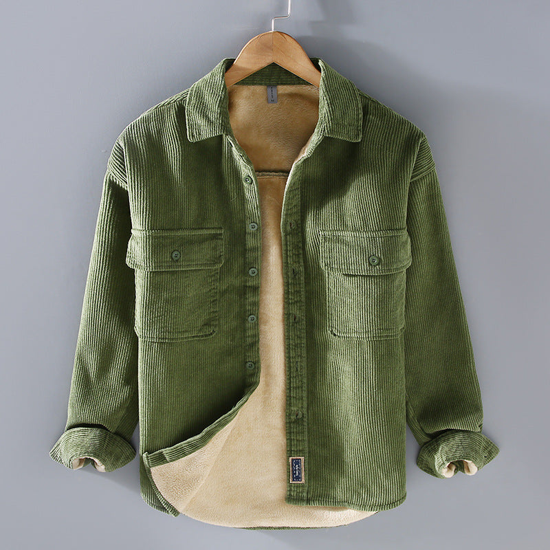 Woolen ribbed shirt jacket