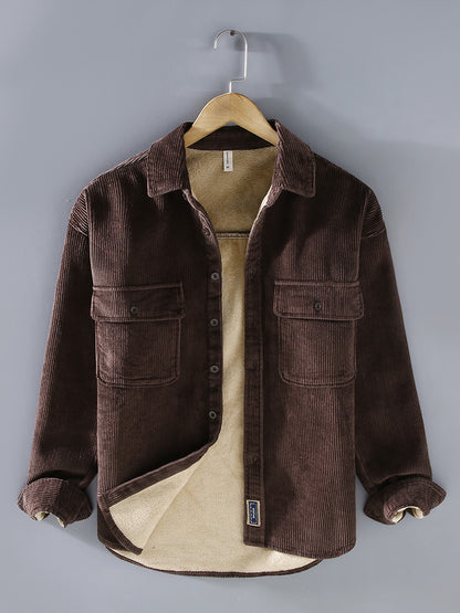 Woolen ribbed shirt jacket