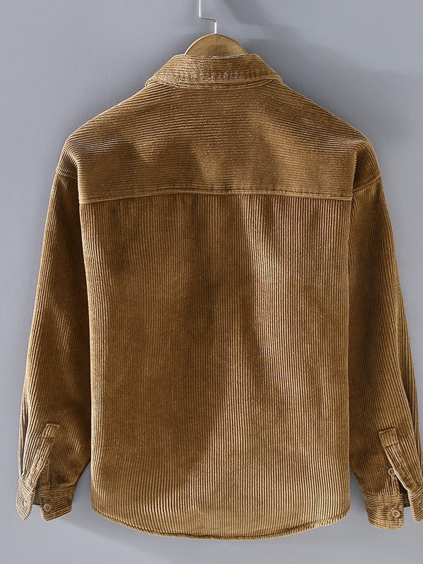 Woolen ribbed shirt jacket