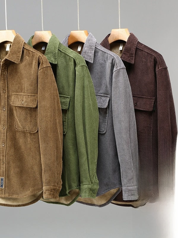 Woolen ribbed shirt jacket