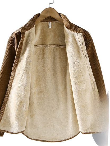 Woolen ribbed shirt jacket