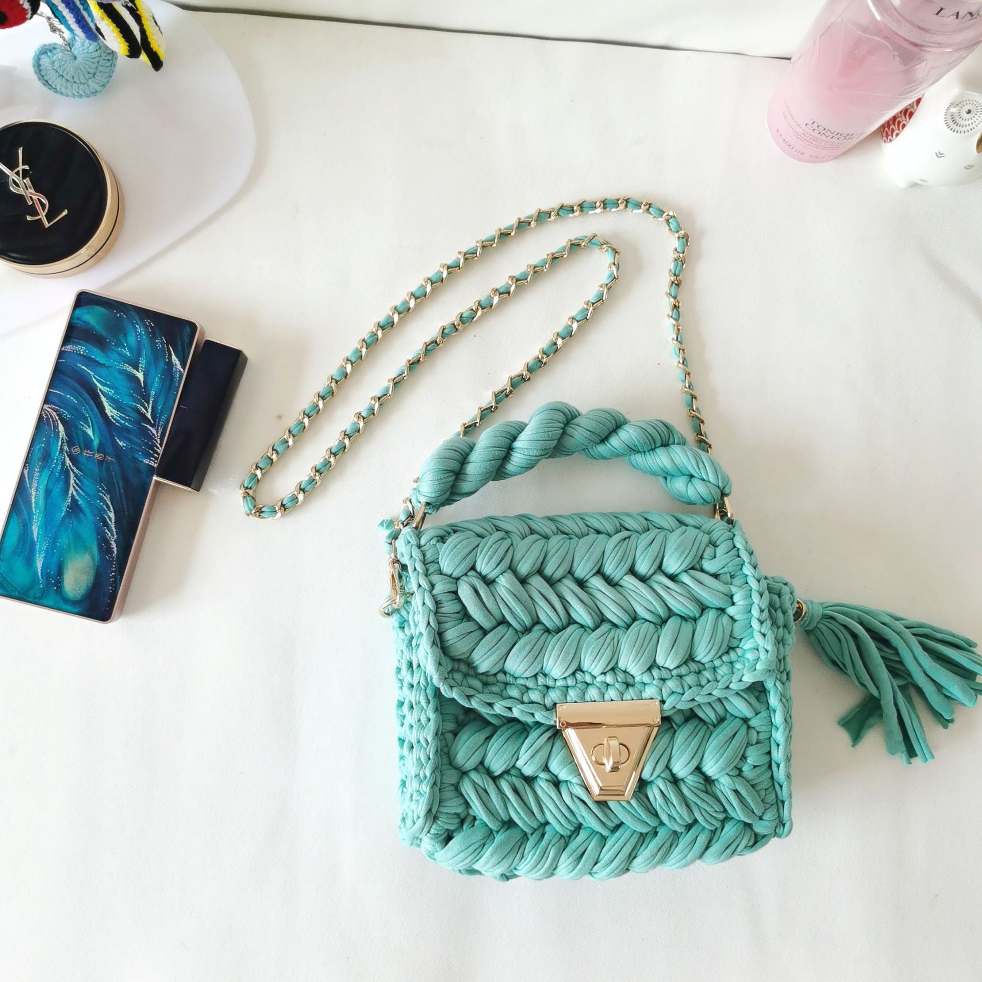 Woven Chain Crossbody Bag