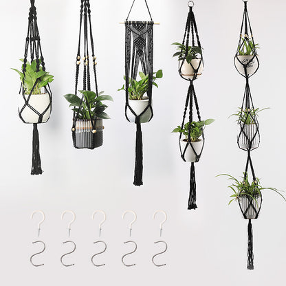 Woven Cotton Hanging Plant Basket Set for Home Decor