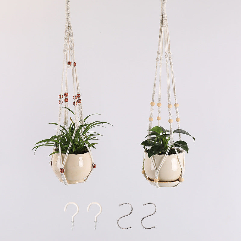 Woven Cotton Hanging Plant Basket Set for Home Decor