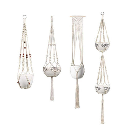 Woven Cotton Hanging Plant Basket Set for Home Decor