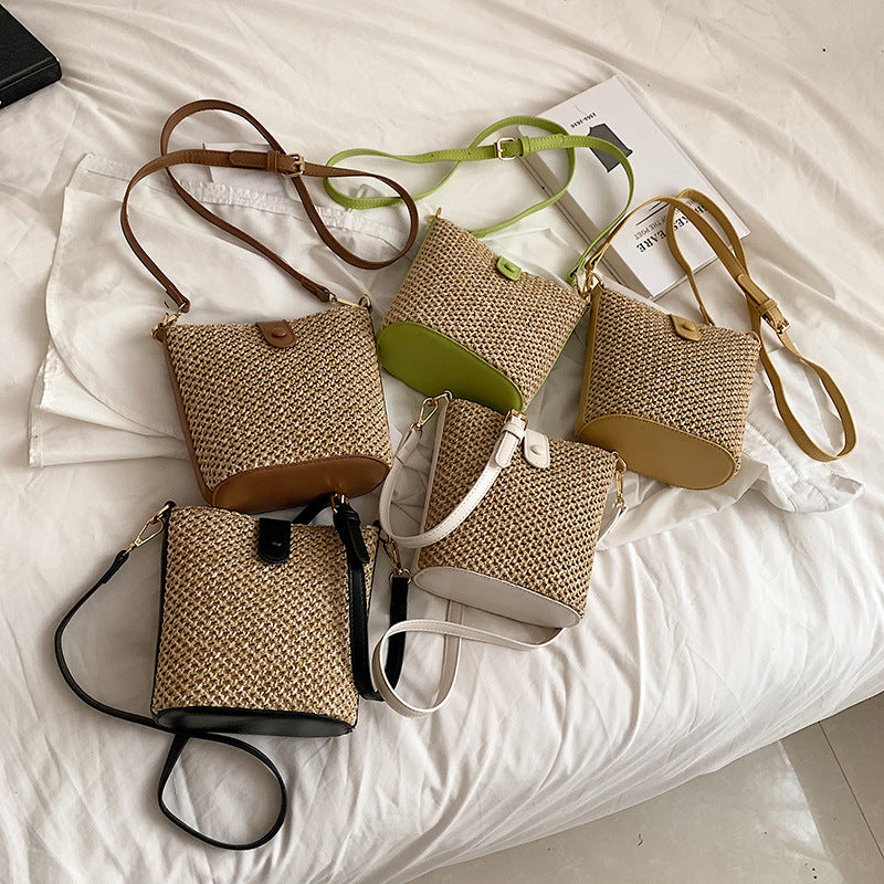 Woven Cotton Linen Bucket Bag
