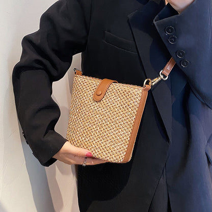 Woven Cotton Linen Bucket Bag
