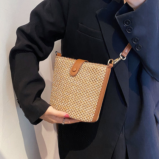 Woven Cotton Linen Bucket Bag