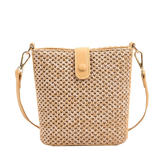 Woven Cotton Linen Bucket Bag