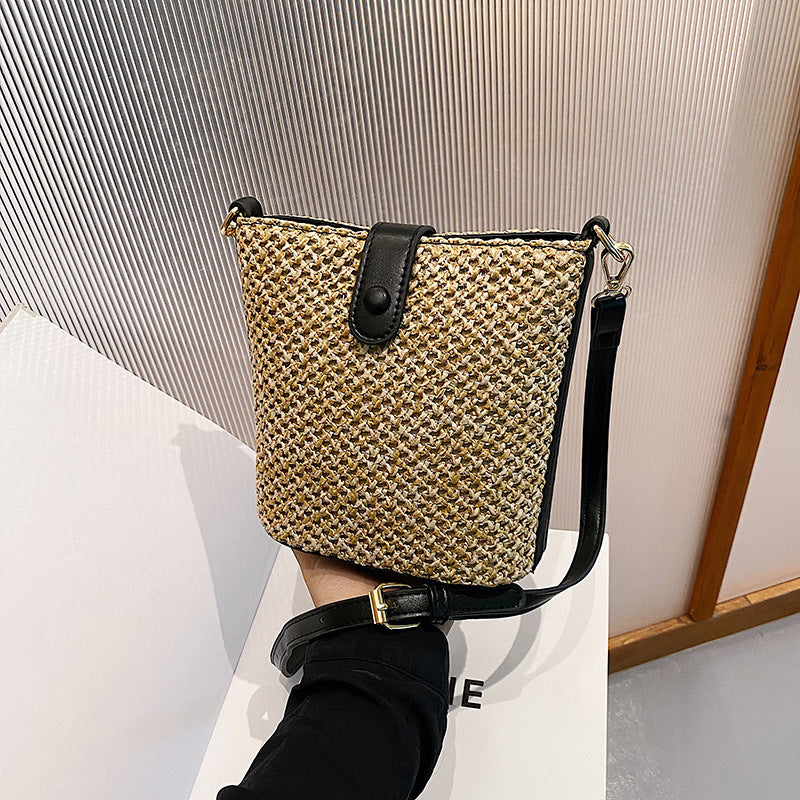 Woven Cotton Linen Bucket Bag