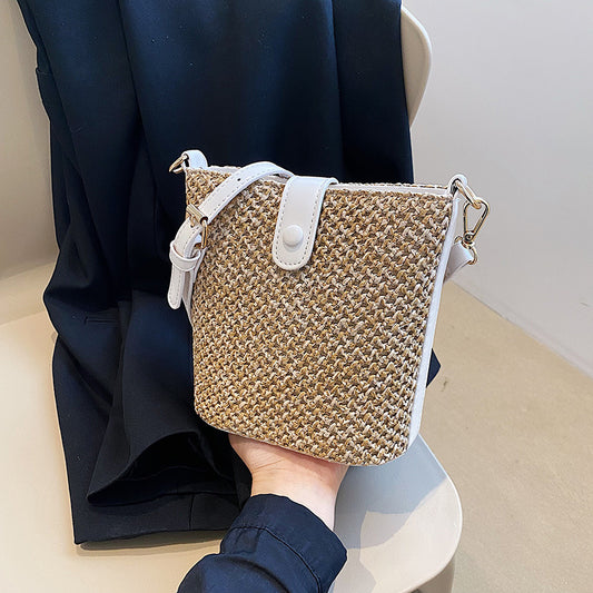 Woven Cotton Linen Bucket Bag