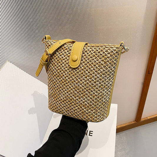 Woven Cotton Linen Bucket Bag