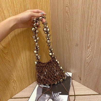 Woven Cotton Linen Shoulder Handbag
