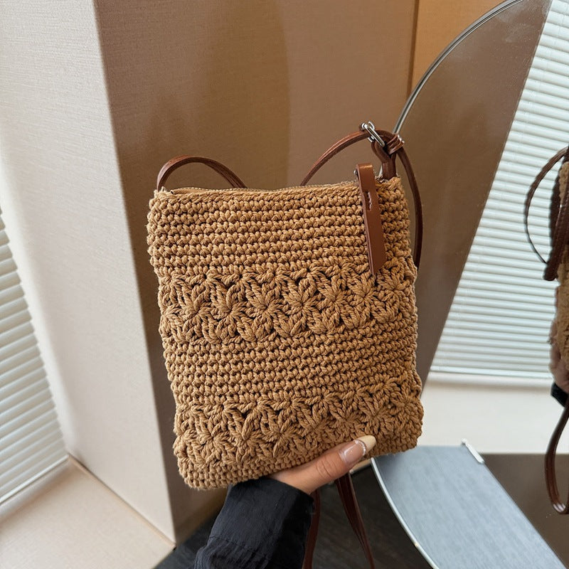 Woven Crossbody Bag with Adjustable Strap