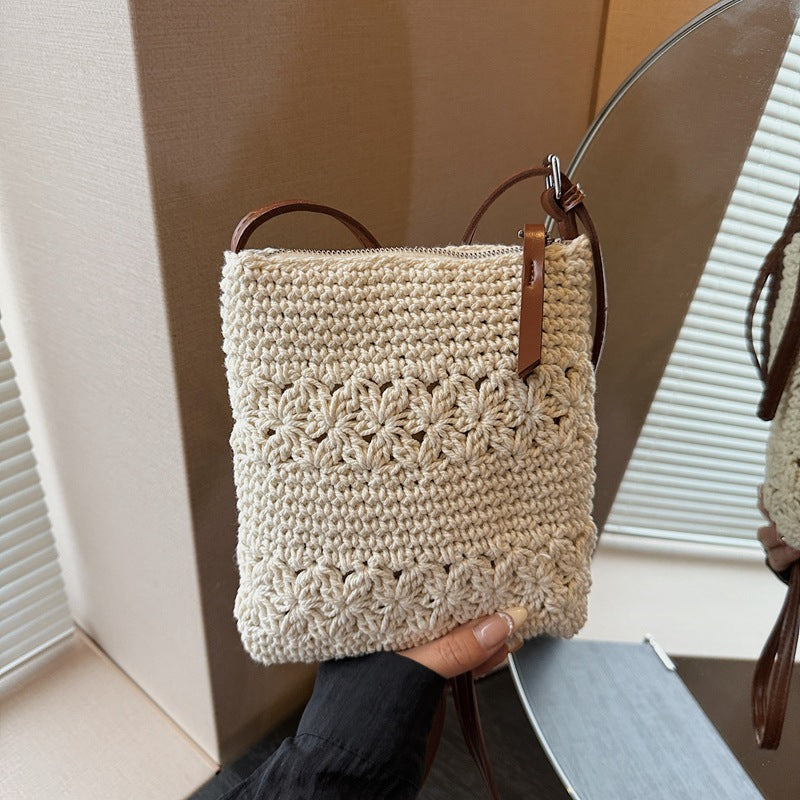 Woven Crossbody Bag with Adjustable Strap