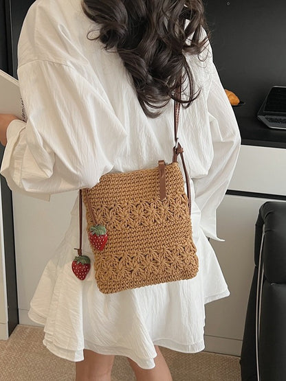 Woven Crossbody Bag with Adjustable Strap