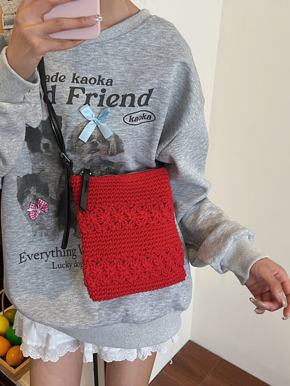 Woven Crossbody Bag with Adjustable Strap