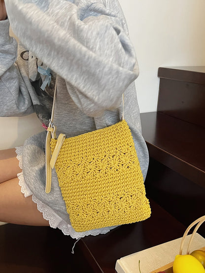 Woven Crossbody Bag with Adjustable Strap