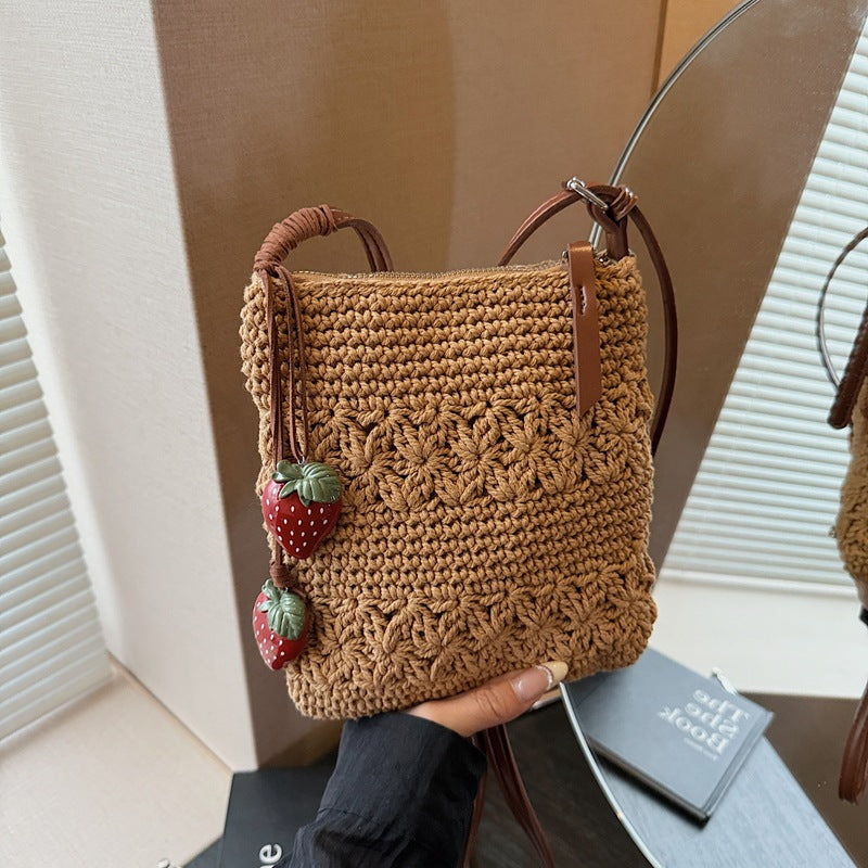 Woven Crossbody Bag with Adjustable Strap