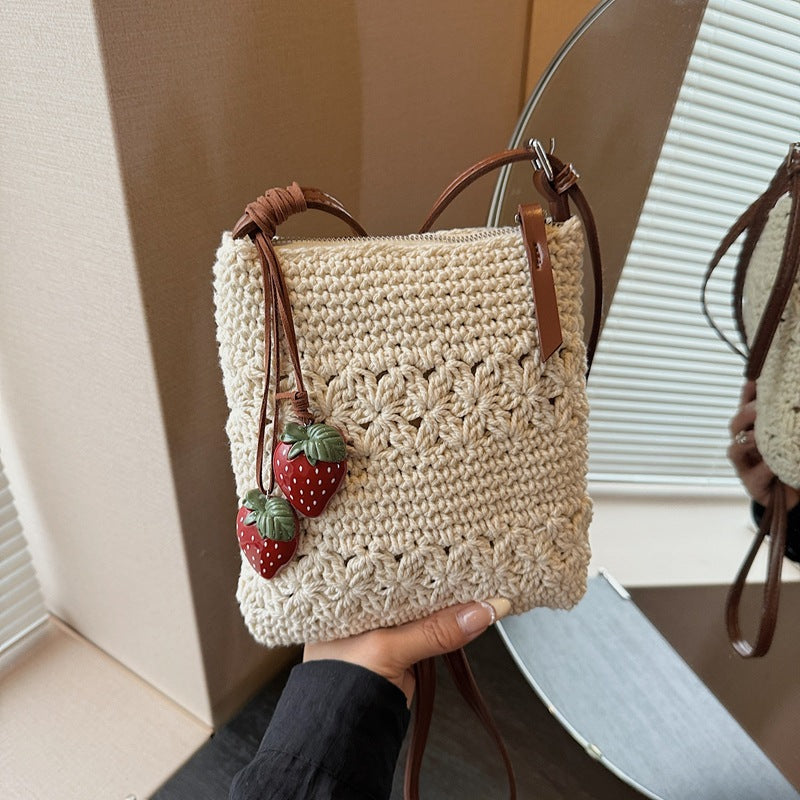 Woven Crossbody Bag with Adjustable Strap