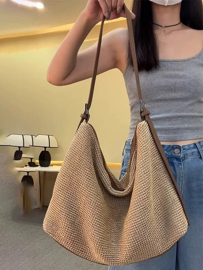 Woven Crossbody Tote Bag