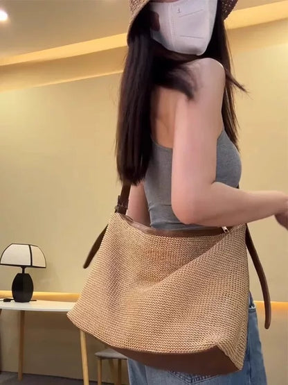 Woven Crossbody Tote Bag