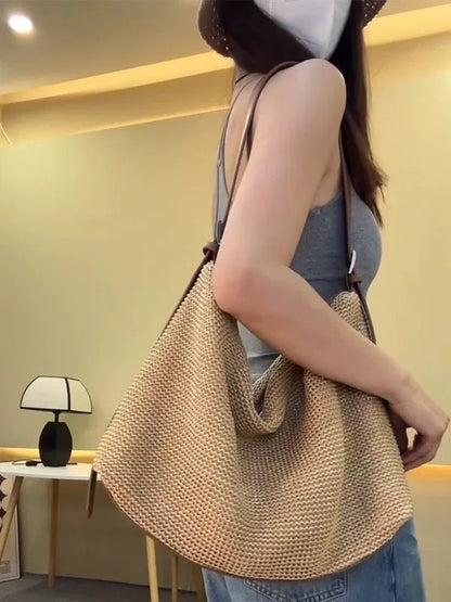 Woven Crossbody Tote Bag