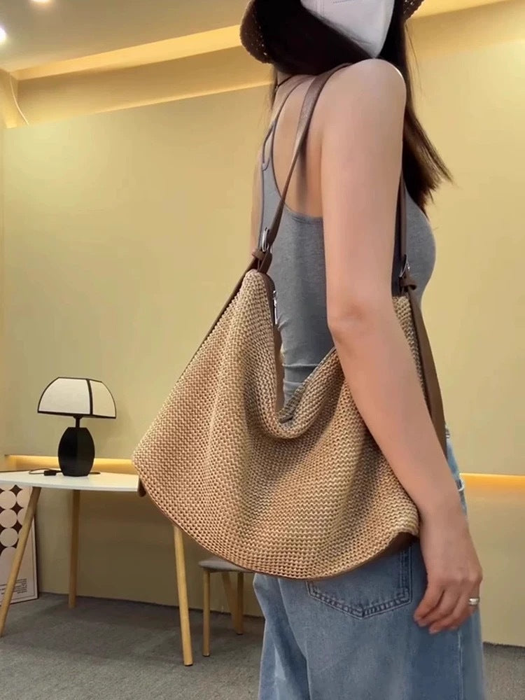 Woven Crossbody Tote Bag