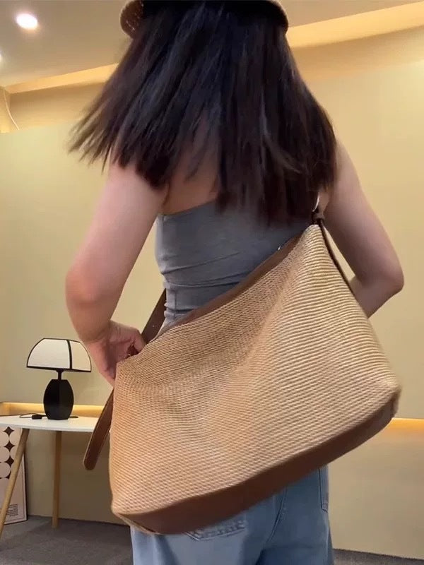 Woven Crossbody Tote Bag