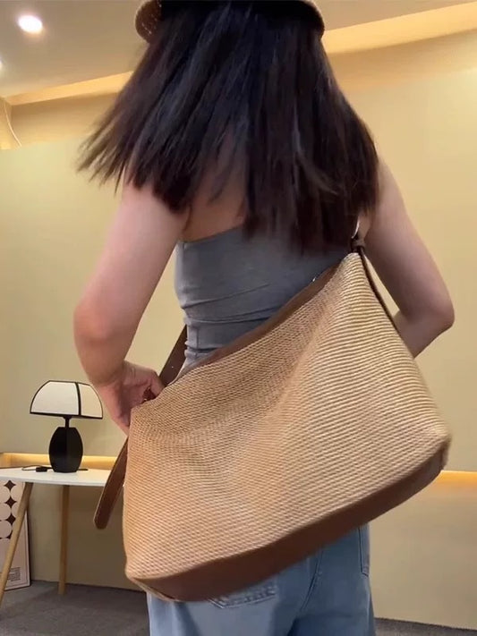 Woven Crossbody Tote Bag