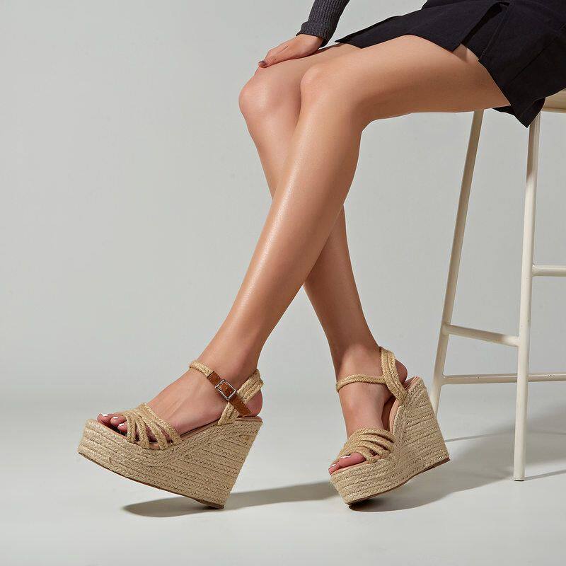 Woven Hemp Wedge Sandals