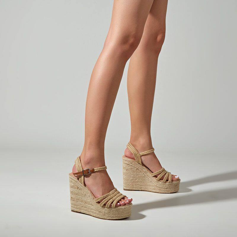 Woven Hemp Wedge Sandals