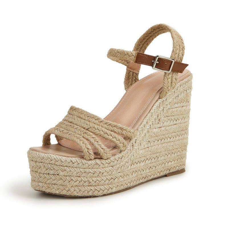 Woven Hemp Wedge Sandals