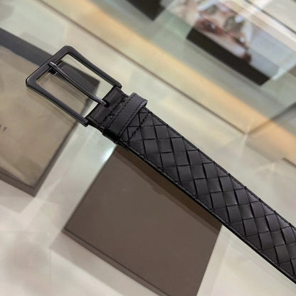 Woven Leather Belt with Pin Buckle